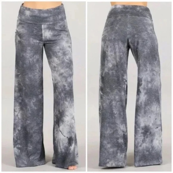 Pants - Gray Boho Wide Leg Relaxed Palazzo Lounge Pants